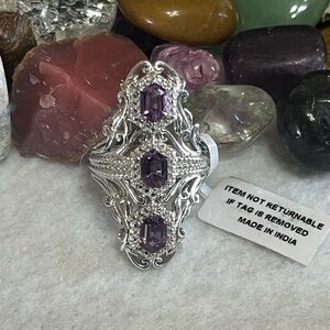 Karis Modern Triple Purple Stone Ring